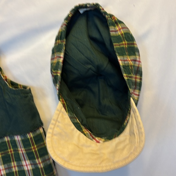 VINTAGE LITTLE BILLY Gently Worn Set Overalls Green/Cream Baseball Cap- 6-9 Mos - Picture 6 of 9